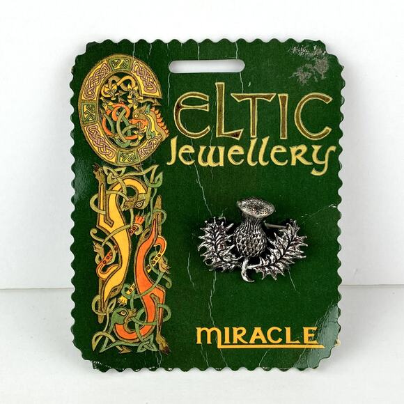 Scottish Thistle Brooch Pin Outlander Celtic Scotland Silver Tone - Picture 1 of 6